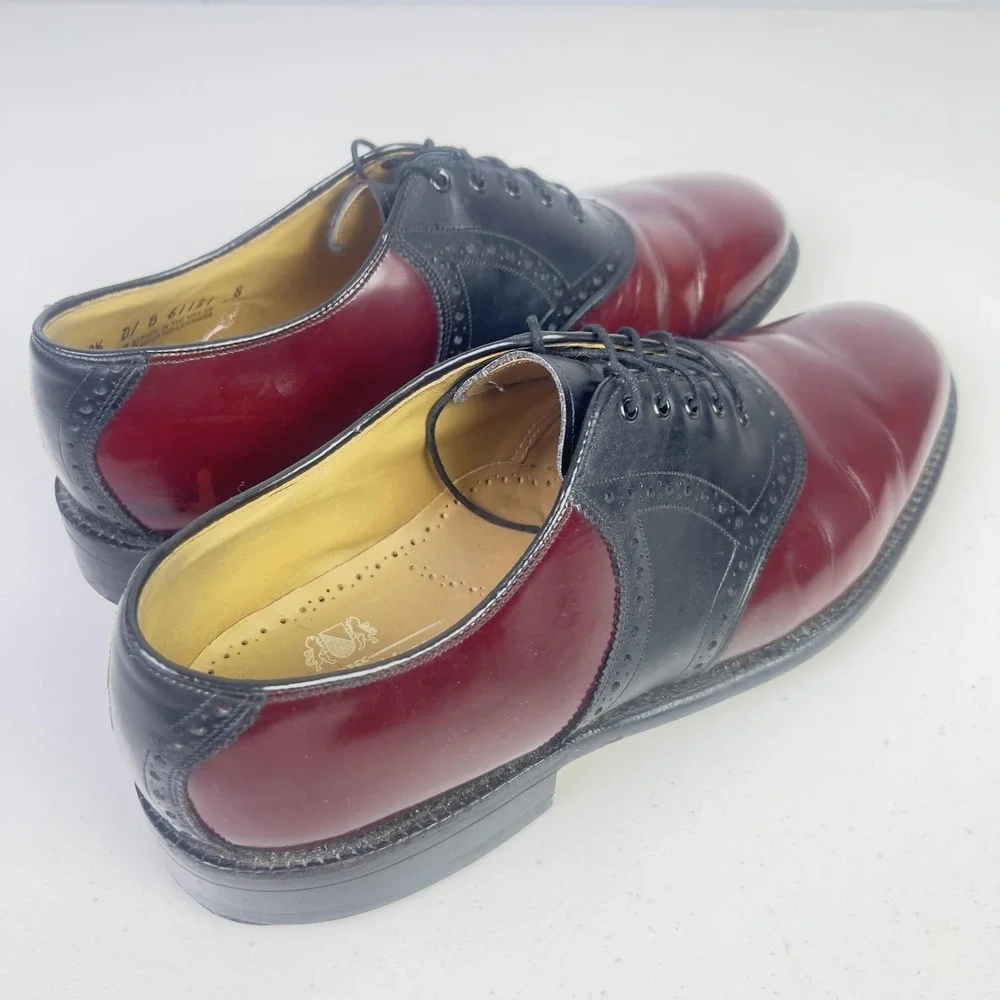 Johnston & Murphy Aristocraft Shoes Mens 10.5 Burgundy Leather Wingtip Oxford